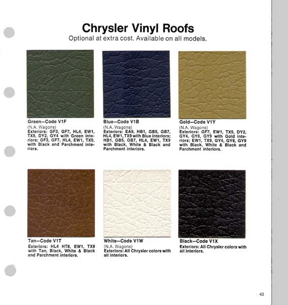 1972 Chrysler Color Trim Folder Page 31